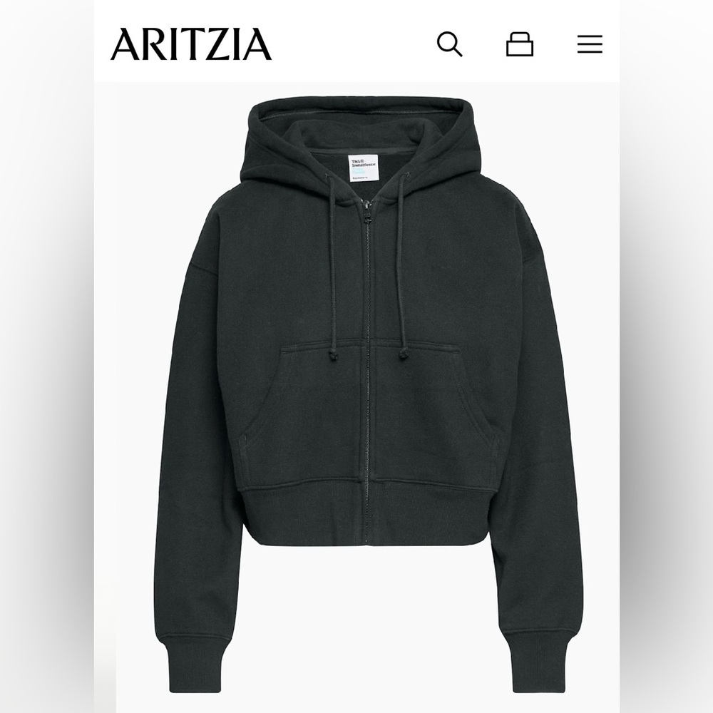 Tna Sz XXS Cozy Sweatfleece Boyfriend Boxy Zip Hoodie in Black Aritzia Size XXS